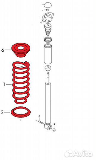 Пружина амортизатора задняя Volkswagen Polo седан