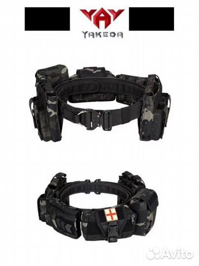 Боевой тактический пояс с 5 подсумками черный