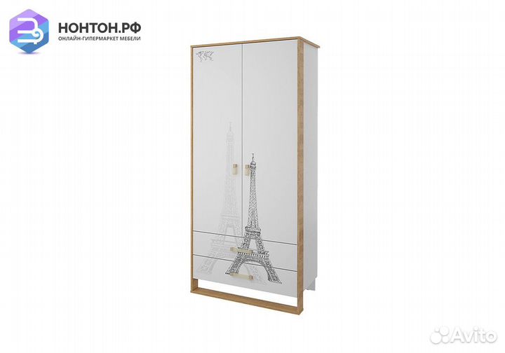 Шкаф двухдверный Сити бело-серый / дуб небраска