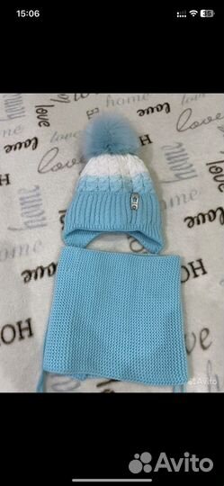 Новый Комплект шапка, шарф 47-50