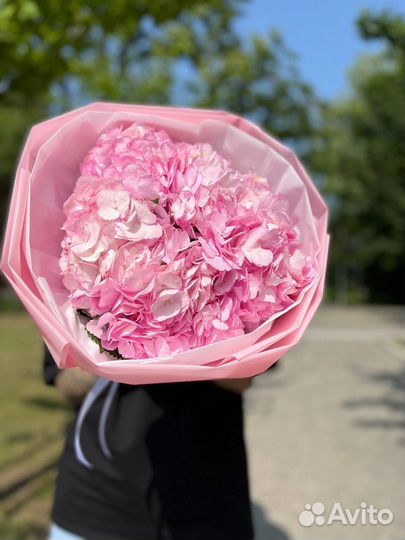 Розовая гортензия, букет из гортензий
