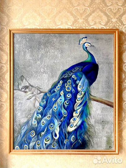 Картина для интерьера Павлин на холсте