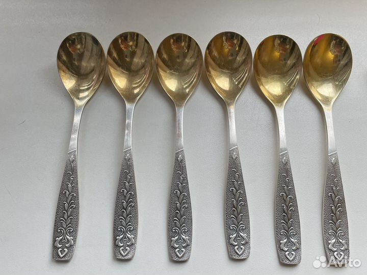 Чайные ложки мельхиор с позолотой СССР