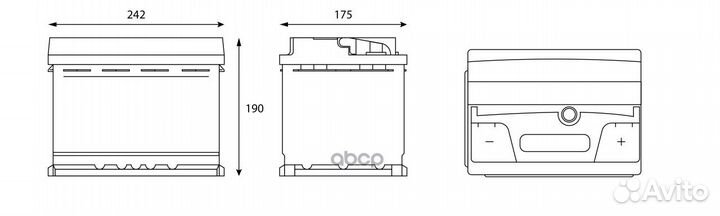 Аккумулятор gladiator EFB 60 Ah, 600 A, 242x175