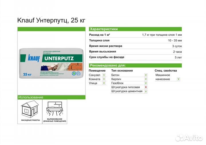 Штукатурка цементная фасадная Knauf