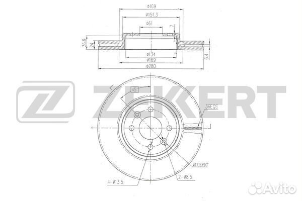 Диск торм. перед. Renault Clio II III 00- Laguna 95- Megane I II 96- Scenic I II 99- Captur 13