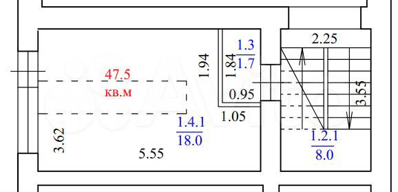 Свободного назначения, 47.5 м²