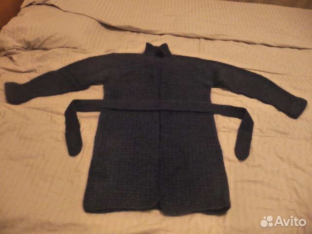 Женский шерстяной кардиган на поясе ручной вязки