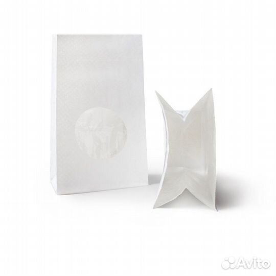 Бумажный крафт пакет с круглым окном, белый