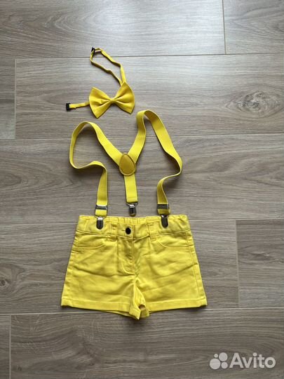 Шорты, рубашка белая, подтяжки+бабочка 92 размер
