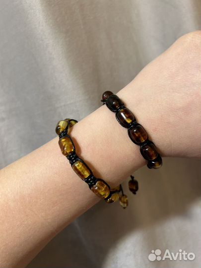 Браслеты шамбала с янтарем