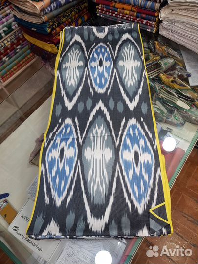 Узбекский хлопковый икат. Бохо ткань. Адрас