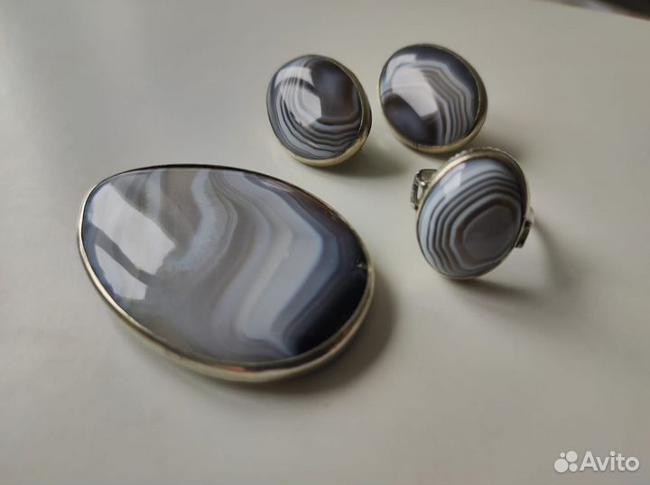 Серьги комплект агат