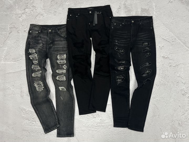 Узкие порванные джинсы amiri detroit