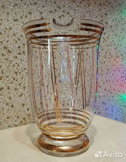 Графин с шестью бокалами богемское стекло Винтаж