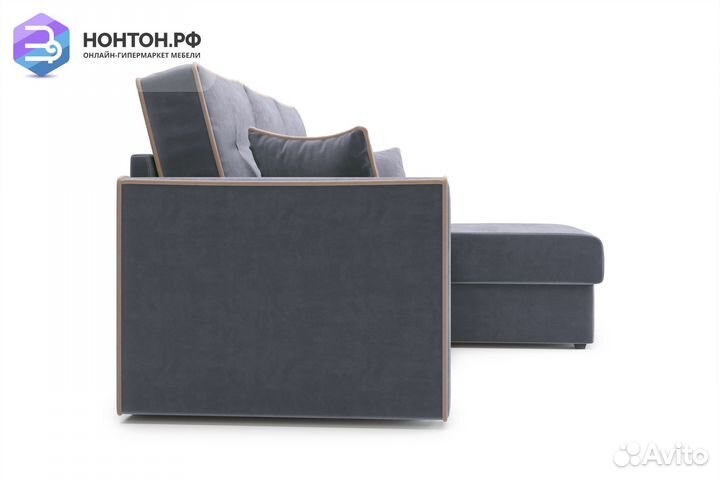 Диван угловой дельфин Леон темно-серый