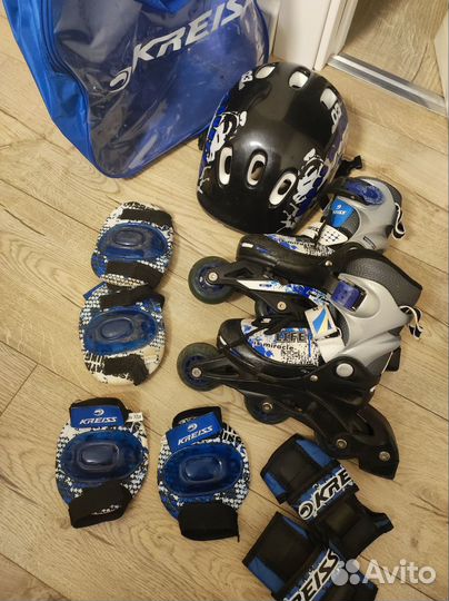 Ролики раздвижные с защитой размер 32-34