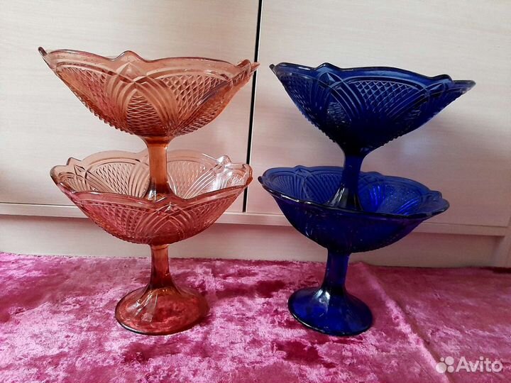 Синее стекло кобальт СССР