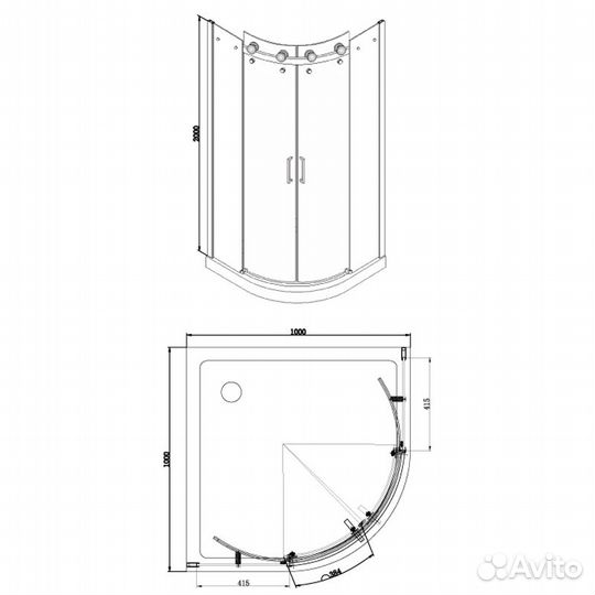 Ограждение 1000x1000x2000 серебро Azario