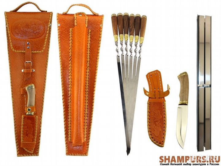 Набор шампуров в кожаном чехле Империя
