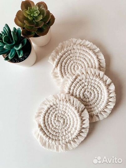 Макраме подсвечник, подстаканник d 10см