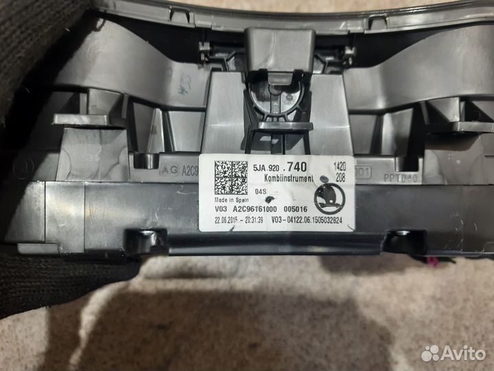 Щиток приборов для Skoda Rapid 2015 оригинал