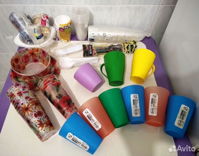 Посуда пластик, икеа, остатки наборов