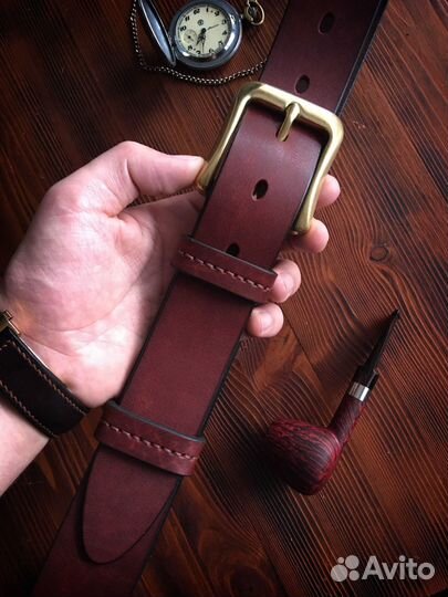 Мужской кожаный ремень ручной работы