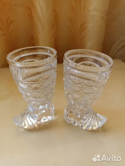 Стопки хрустальные в форме сапога 2 шт