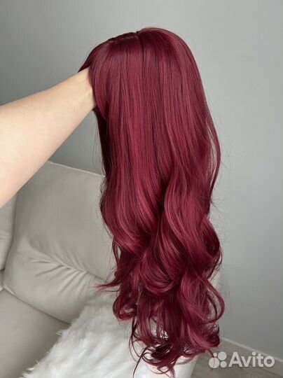 Парик из термоволокна вишневый