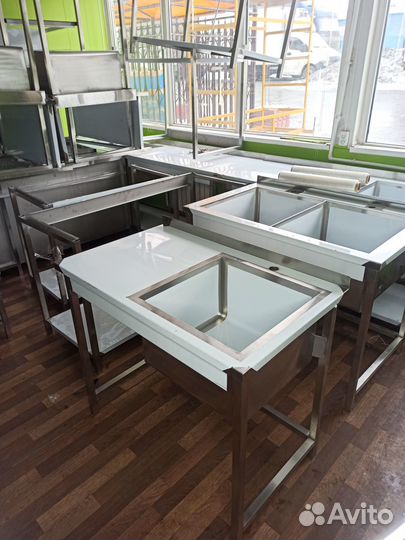 Стол с Мойкой 100x60 нержавеющая сталь