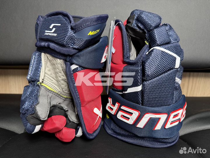 Хоккейные краги Bauer Supreme Mach Blue-Red