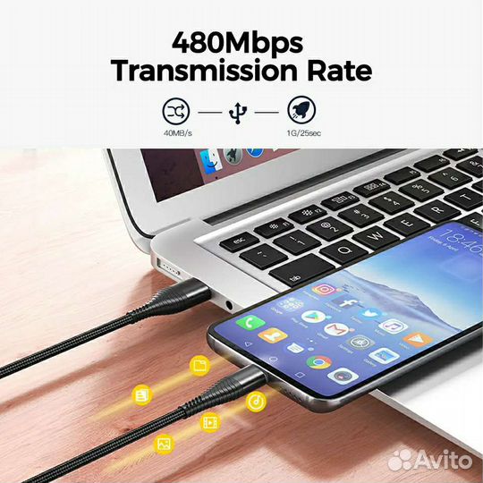 Кабель для быстрой зарядки TypeC/5A