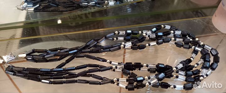 Бусы 5тирядные Чехословакия стеклоЯблонекс винтаж