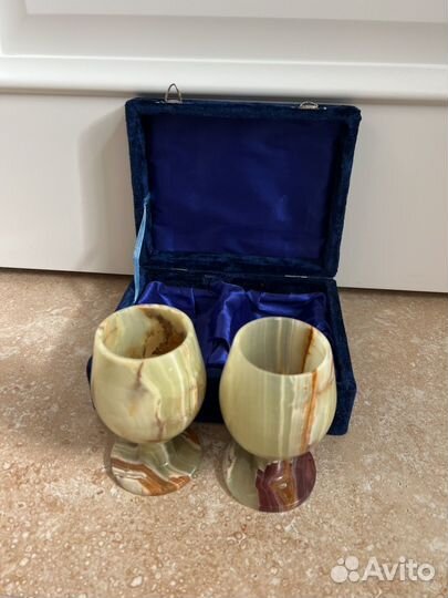 Бокалы из Оникса(мрамор) набор 2 шт