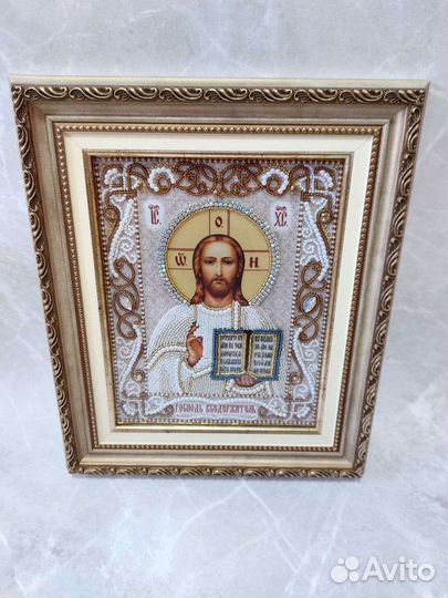 Иконы вышитые бисером камнями и стразами