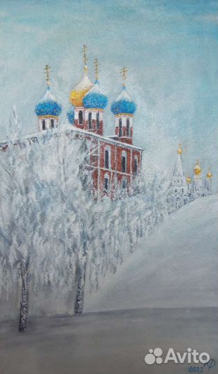 Картина маслом Рязанский Кремль Зима