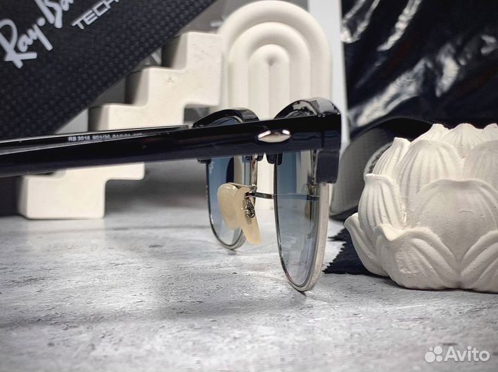 Очки Ray Ban Клабмастер серебристые