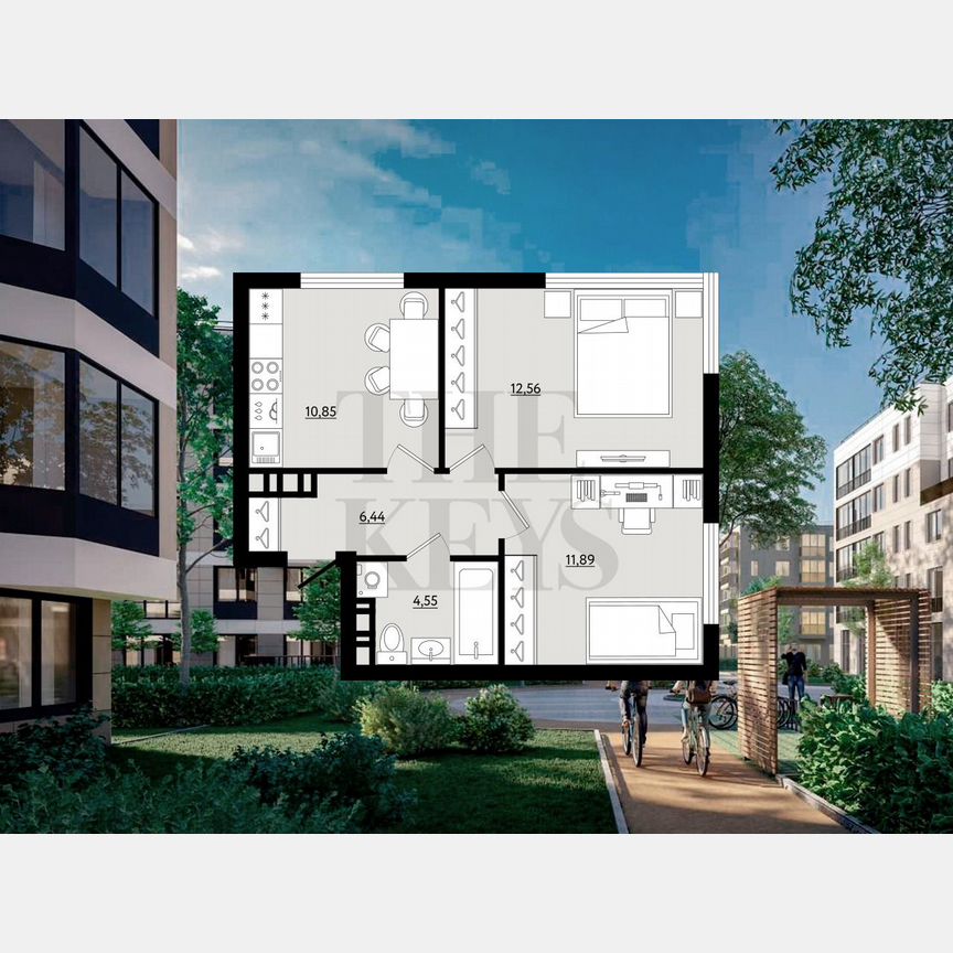 2-к. квартира, 46,3 м², 3/5 эт.