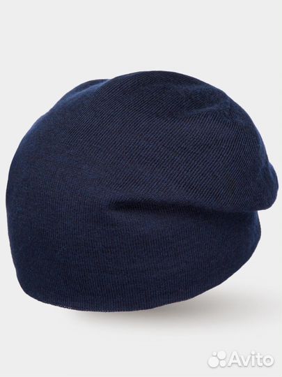 Удлиненная темно синяя шапка новая