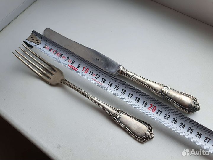 Комплект вилка и нож Серебро