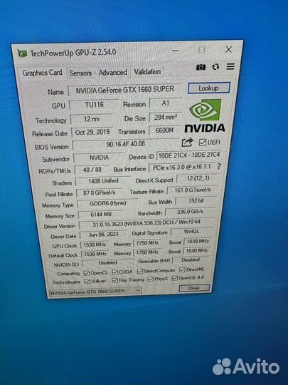 Palit GTX 1660 Super Gamingpro OC 6гб