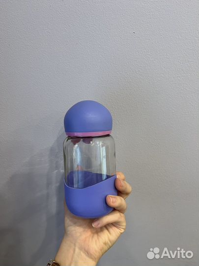 Стеклянная бутылочка для воды зайка