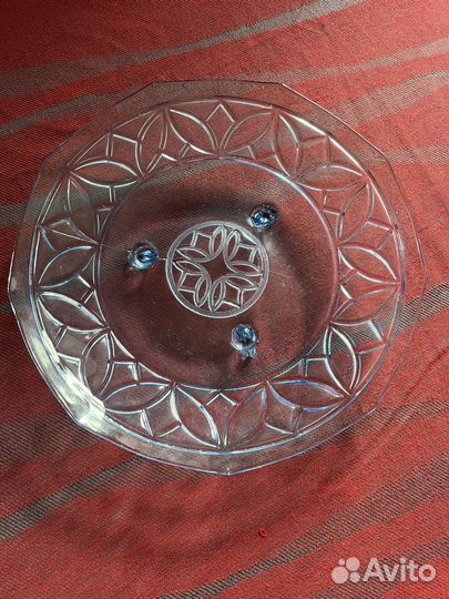 Ваза для фруктов цветное стекло СССР