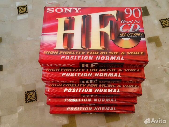 Кассеты sony HF90 новые 5 штук