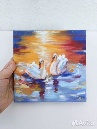 Картина с лебедями оригинальная картина маслом