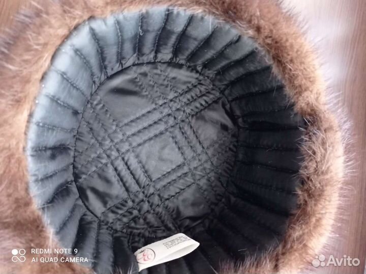 Шапка кожаная с норкой женская