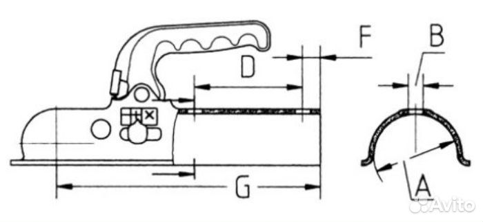 Замковое устройство прицепа d70 1400/100 кг K 14