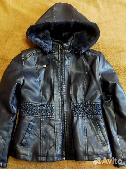 Куртка эко кожа зимняя детская