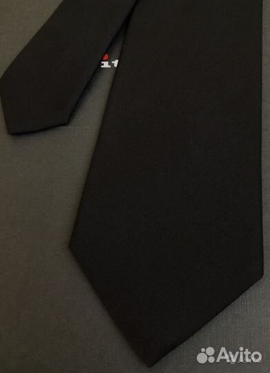 New. Kiton Napoli Tie Black Wool 14 Micron